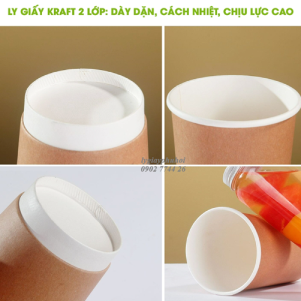 Ly giấy kraft, cốc giấy kraft 22oz-700ml-2 lớp 
